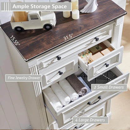 Farmhouse 7 drawer dresser, 57" large Roman column chest of drawers, bedroom, hallway, living room storage dresser.
