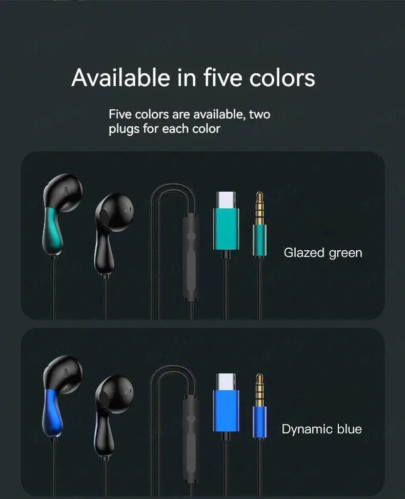 9D HIFI Heavy Bass Waterdrop Style Wired Earphones 3.5MM AUX/Type-C Digital Chip Headsets For Samsung Xiaomi Android Tablet PC