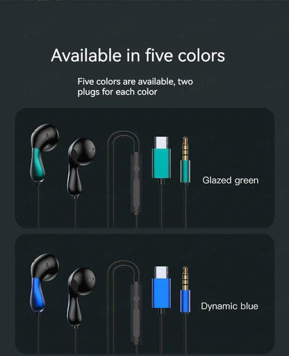 9D HIFI Heavy Bass Waterdrop Style Wired Earphones 3.5MM AUX/Type-C Digital Chip Headsets For Samsung Xiaomi Android Tablet PC