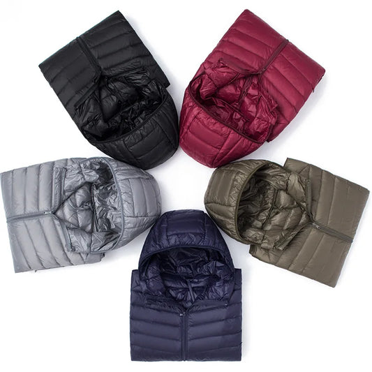 Men's Fashion Hooded Solid Lightweight Down Jacket 2021 New Arrivals Men Short Large Size Puffer Jackets Male Casual Light Coats