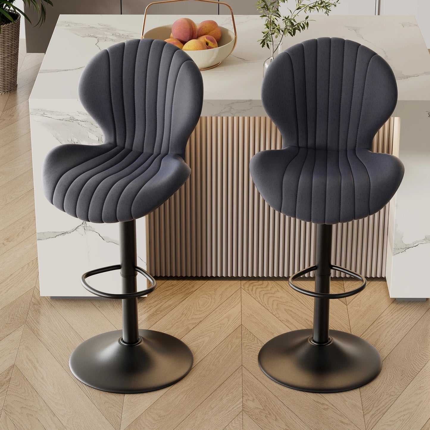 Living Room Chairs  2 Pcs Set Dining Chair Backrest Bar Stools Luxury Modern Soft Bag Stool Adjustable Height Rotating Kitchen Home Furniture
