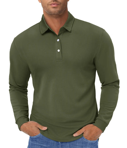 TACVASEN Long Sleeve Polos Quick Dry T-shirts Mens Breathable Sports Tees Casual Golf Polo Shirts Work T-shirt Pullover Tops Man