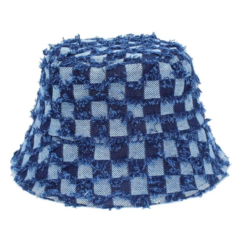 Spring Summer Strawberry Embroidery Denim Jeans Bucket Hat Legent Fisherman Hats for Women Foldable Sport Sun Beach Panama Caps