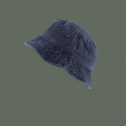 Retro Washed Cowboy Bucket Hat Women Men Wide Brim Sunhat Spring Summer Solid Color Denim Panama Fisherman Cap