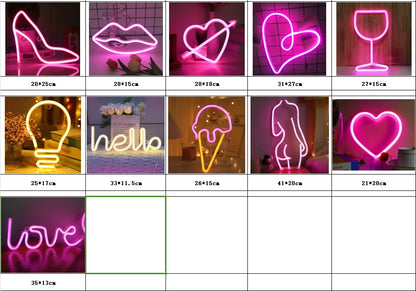 1pc, romantic neon lights,battery/USB power supply,girl's room wedding decoration,birthday,Valentine's Day,Mother's Day gift