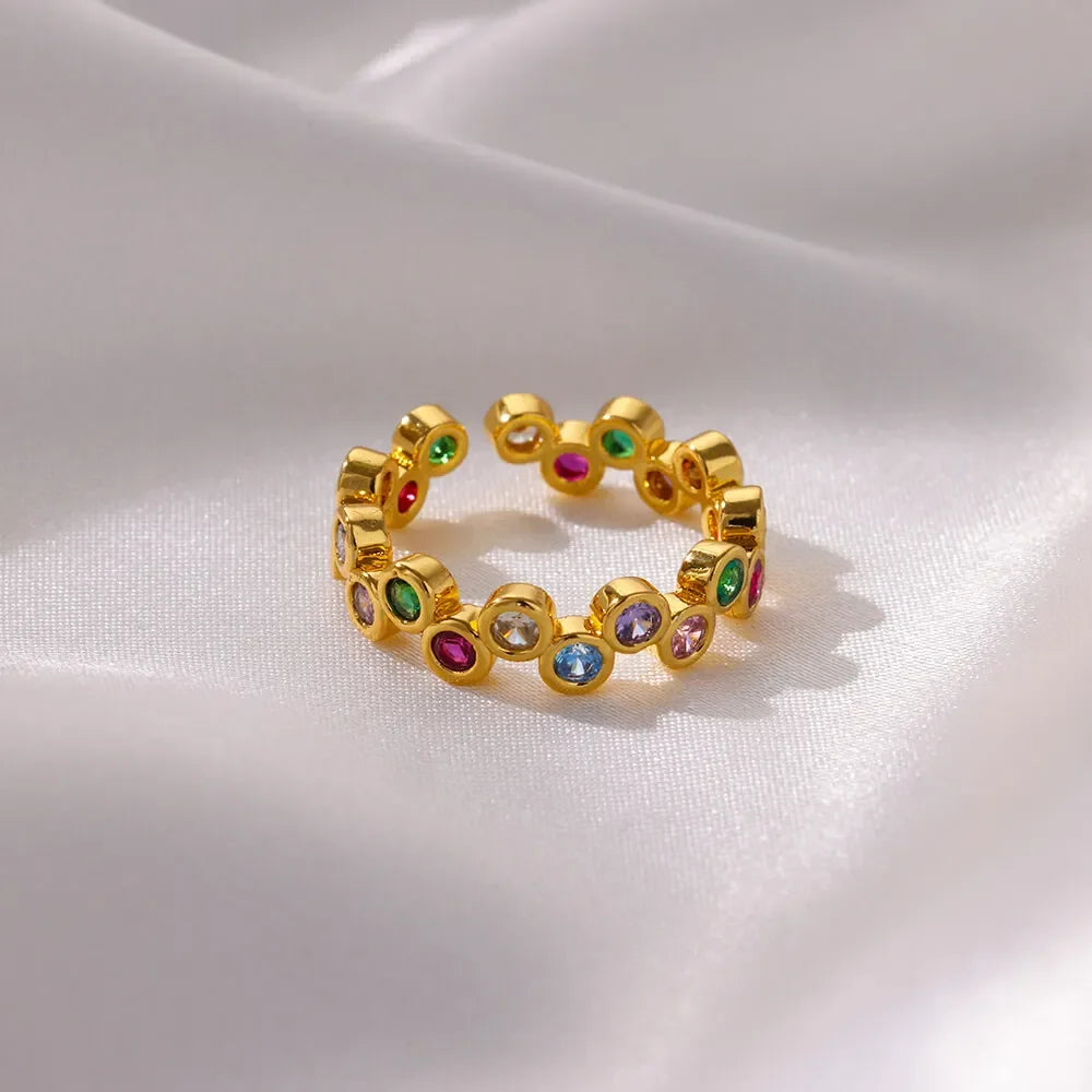 Dainty Zircon Shell Starfish Turtle Evil Eye Rings Stainless Steel Ring Women Anti Fading Golden Charm Jewelry Accessories Gifts