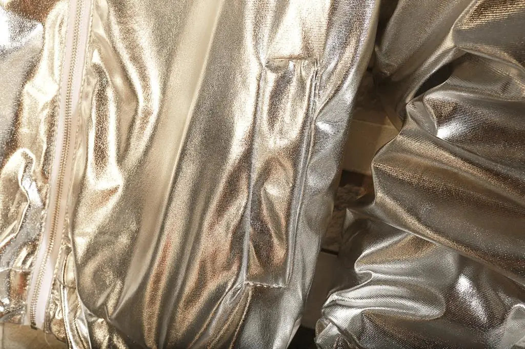 Mens Windbreaker Jackets Nightclub Stage Party Jackets Costume Streetwear Harajuku Hip Hop Reflective Jacket Gold Fashion Coats