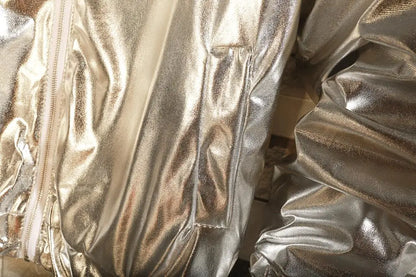 Mens Windbreaker Jackets Nightclub Stage Party Jackets Costume Streetwear Harajuku Hip Hop Reflective Jacket Gold Fashion Coats