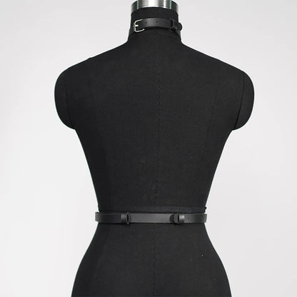 Women Sexy PU Leather Harness Bodysuit Erotic Lingerie BDSM Sexual Outfit Garter Belt Fetish Baby Doll Underwear Gothic Costumes