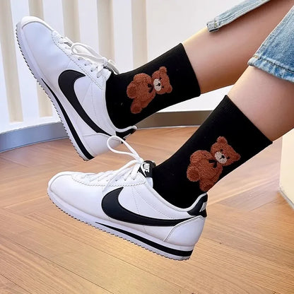 Good Quality Cartoon Elegant Lady Bear Women's  Cute Socks Cotton Harajuku Style Woman Novelty Breathable Sox Christmas Gifts