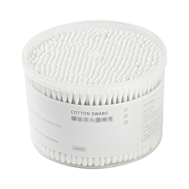 500PCS Disposable Cotton Swab Box With Double End Round Head For Makeup And Makeup Removal Daily Cleaning Pet Care Multi-purpose