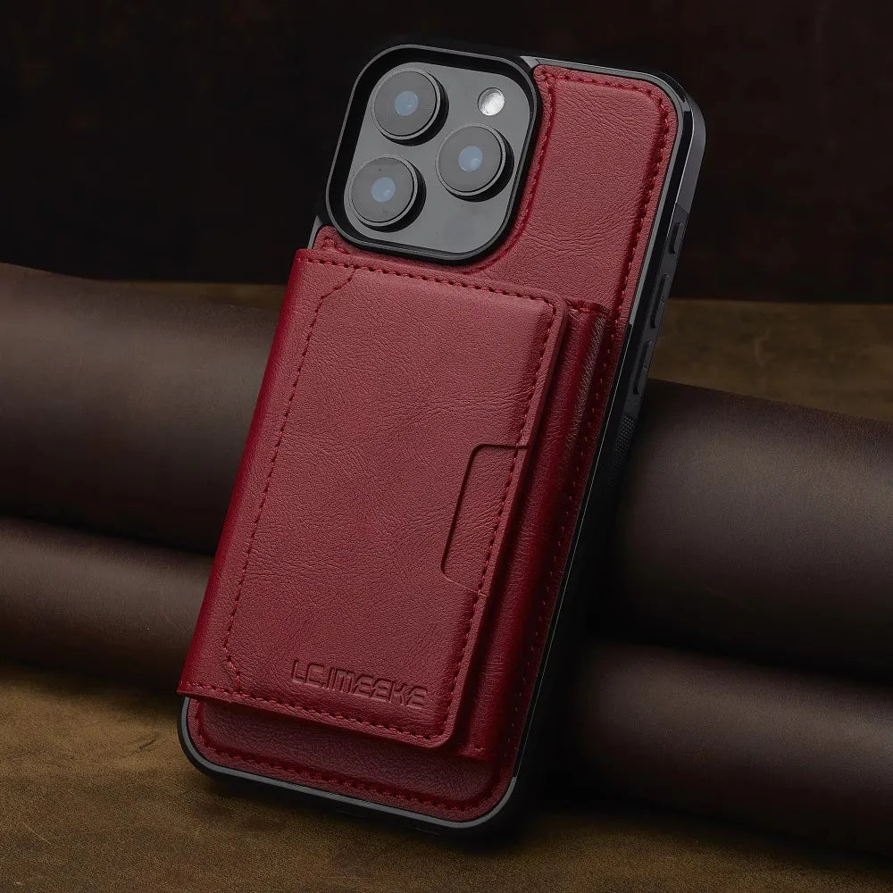 Detachable Wallet Case For iPhone 16 Pro Max 15 14 Plus 13 12 11 XS XR X 7 8 SE 2022 2020 2024 For MagSafe Card Holder Cover