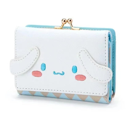 Sanrio Hello Kitty Bag Kawaii Cinnamoroll My Melody Kuromi Casual Fashion PU Leather Wallet Cute Folding Light Card Bag New 2024