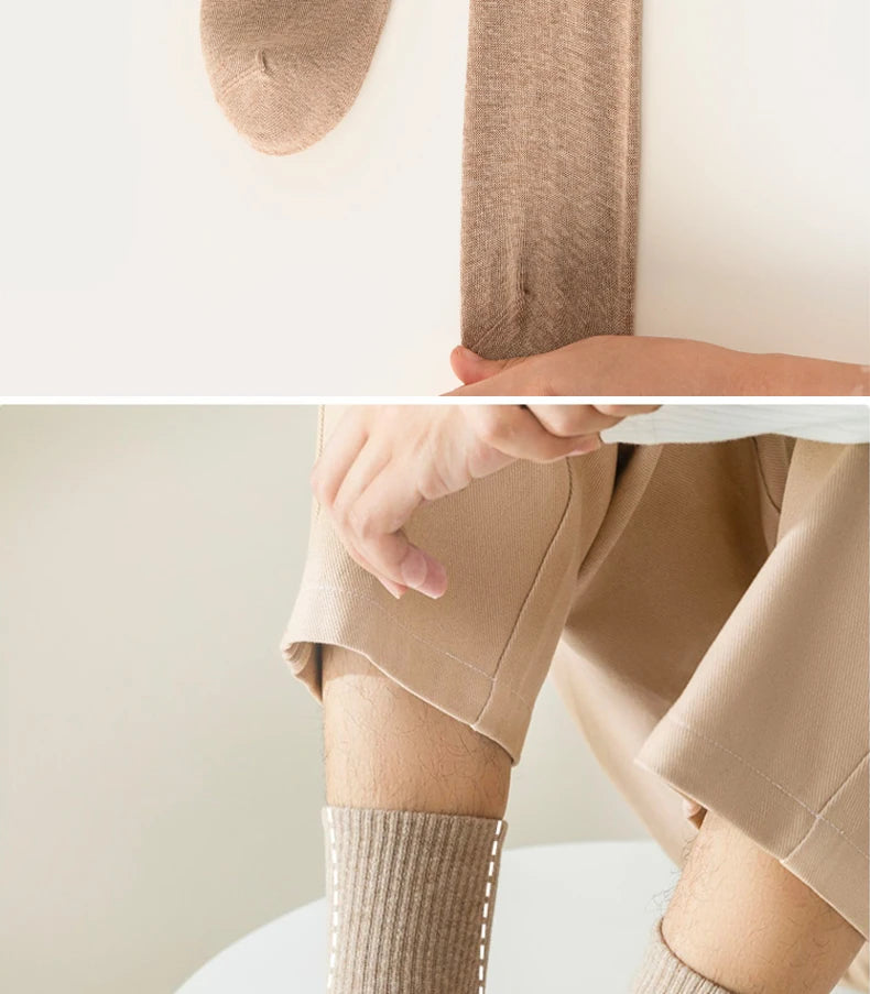 HSS 95% Combed Cotton Socks Men Business Dress Long Socks Casual Solid Color Spring Summer Black White Unisex Socks Comfortable