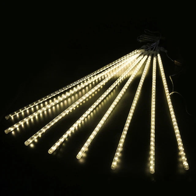 Outdoor  Meteor Shower Christmas Lights 10 Tubes 192 Led Hanging String Lights for Garden Tree Holiday Party Decoation Lamp