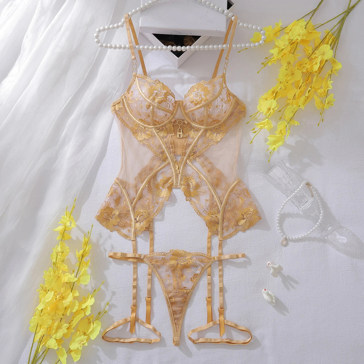 Ellolace Fantasy Lingerie Ultra Hot Lace Sexy Onlyfans Kit Transparent Ensemble Lingeries Femmes Fancy g-String Tulle Underwear