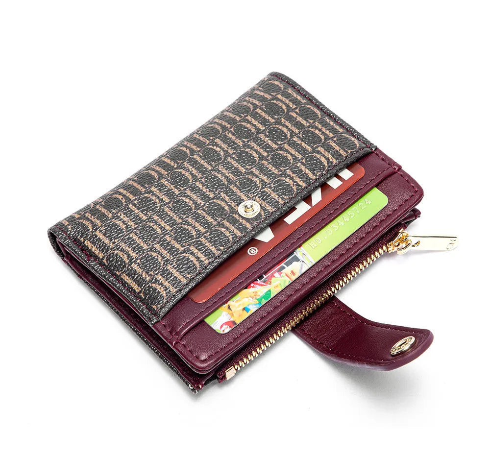 CH Luxury Brand Classic Retro Square Design Card Case Fashion Button Classic Folding Money Clip Compact Lightweight Luxury Women