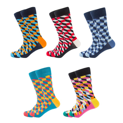 5-6 Pairs New High Quality Combed Cotton Men Socks Women Happy Fashion Novelty Skateboard Crew Casual Funny Socks for Men