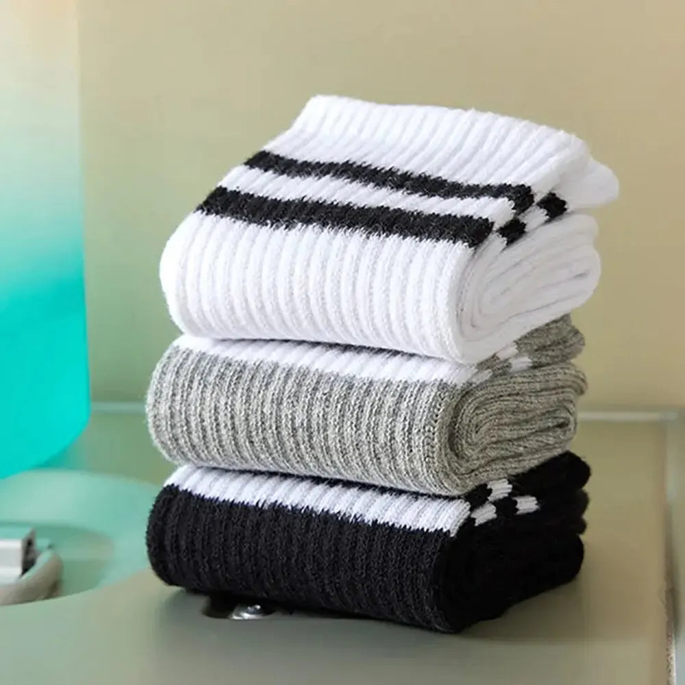 6 Pairs Women's Mid Socks Solid Color Breathable Comfortable In Autumn Winter Sweat Absorbing High-Quality Casual Socks Sports