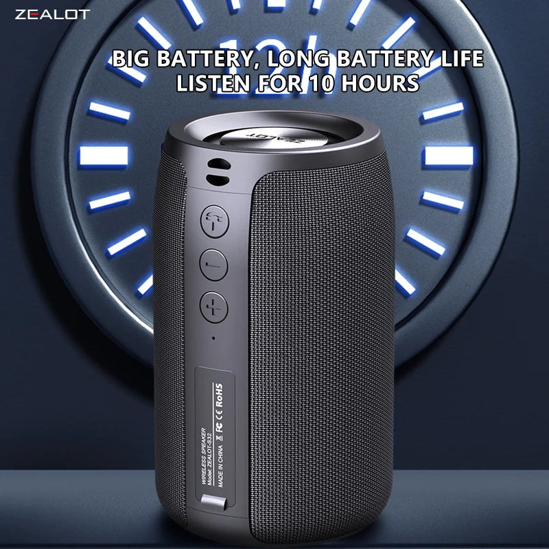 ZEALOT S32 5W Wireless Speakers, Portable Subwoofer Speaker, 1800mAh Battery, 10 Hours Playtime Loud Stereo, Booming Bass.