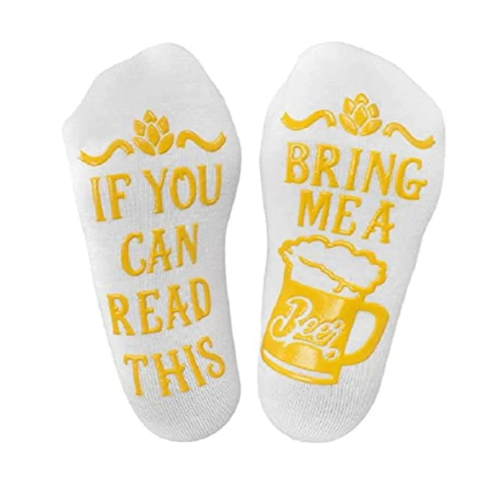 Men Funny If You Can Read This Bring Me A Beer Pattern Novelty Art Christmas Gift Humour Words Socks Hipster Rock Punk Club Sox