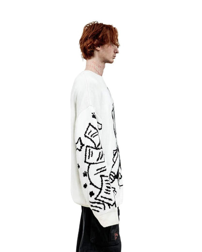 Vintage Cartoon Knitted Women Sweaters Winter Casual Oversize Men Fashion Streetwear Tops Harajuku Pullover Y2k Clothes 90s Goth