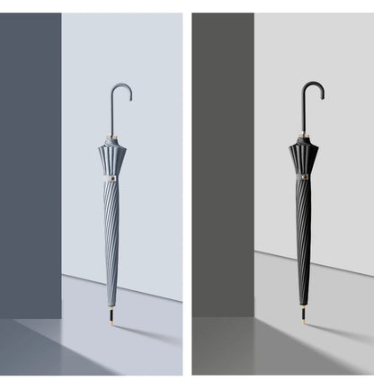 Japanese Long Handled Umbrella Ins for Both Sunny and Rainy Use, Black Glue Large Size Storm Resistant 16 Bone Automatic Waterpr