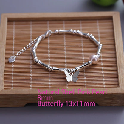 VENTFILLE 925 Sterling Silver Diamond-Studded Butterfly Bracelet Women's Fashion Temperament Flower Adjustable Bracelet