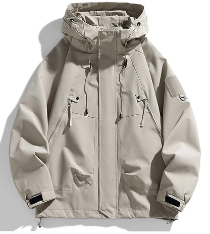 Windbreakers Men Hooded Jacket Zipper Coat Cargo Waterproof Black Bomber Camping Loose Thin Softshell Hooded Hiking Jacket
