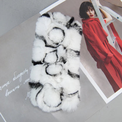 New Fashion Real Fur Hats Scarves Sets Women Winter Knitted Real Rex Rabbit Fur Hat Scarf Ladies Natural Fur Hats Mufflers Sets