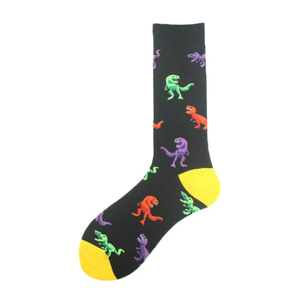 Happy Design Funny Socks Men Unisex Sheep Beer Dinosaur Pattern Sokken  Divertidos Jacquard Calcetines Unisex Hip Hop Skateboard