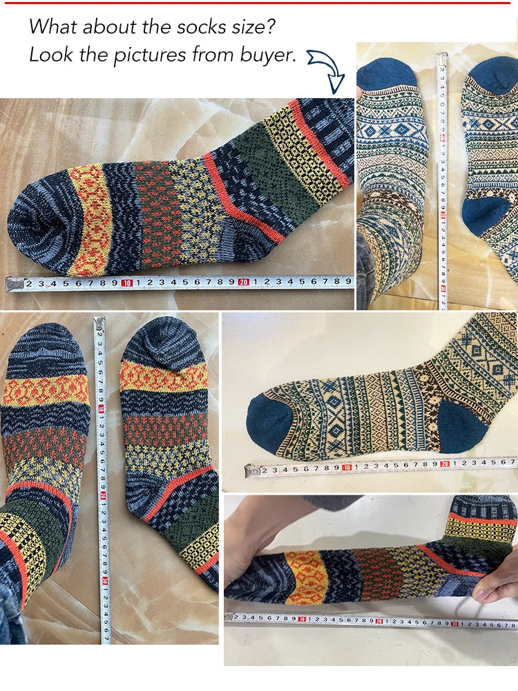 HSS Brand 5 Pairs Winter Men's Socks Thicken Sheep's Wool Socks Warm Men Retro Style Colorful Fashion Man Socks For Snow boots
