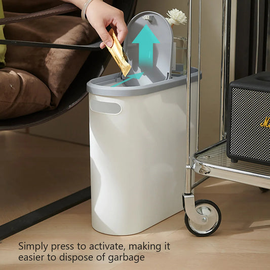 Home Trash Can with Lid Large Capacity Bathroom Garbage Bin Room Creative Press Type Gap Bin Kitchen Plastic Basket Garbage Can