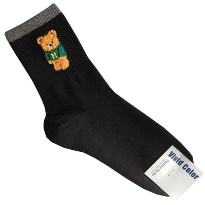 Good Quality Cartoon Elegant Lady Bear Women's  Cute Socks Cotton Harajuku Style Woman Novelty Breathable Sox Christmas Gifts