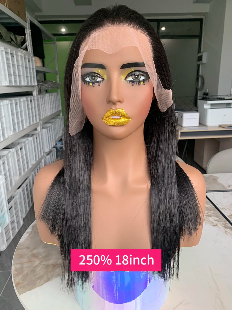 Raw Hair Vietnamese 250 Density 100 Human Hair Lace Frontal Wigs Straight Natural Black 13x6 Bob Wig Lace Front Human Hair Wigs