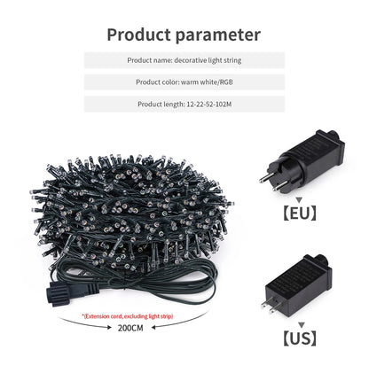 110V 220V Decorative String 50M 100M Led Fairy Lights Holiday Outdoor Lamp Garland For Tree Wedding Party Decoration