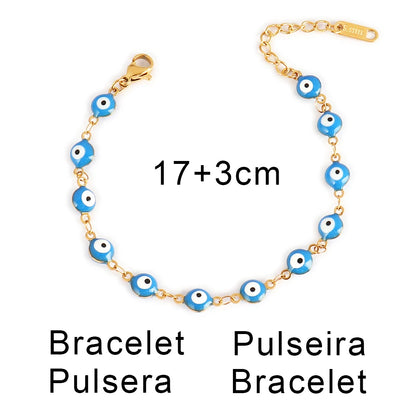 316L Stainless Steel Enamel Turkish Evil Eye Bracelets For Women Colorful Evil Eye Charm Bracelets Female Jewelry Gift