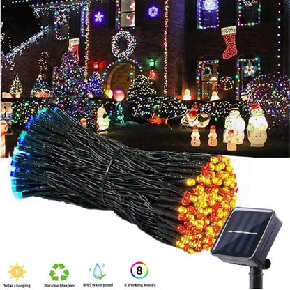 Solar LED String Lights Waterproof with 8 Lighting Modes Twinkling Solar Powered Fairy Lights for Outdoor Christmas Decoration