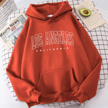 Women's Hoodies Los Angeles California Letter Printing Pocket Hoodie Casual Oversize Long Sleeve Clothes New In sweatshirts