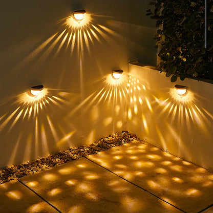 LED Solar Fence Lights Outdoor Waterproof Wall Lights Corrugated Lights for Fence Terrace Garden Path Decorative Lights