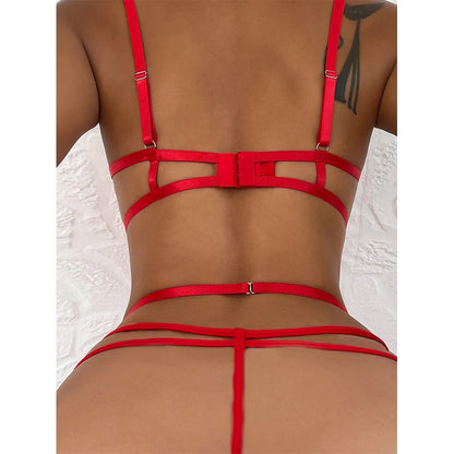 Lace Seamless Bodysuit Open Babydoll Open Pajamas Deep V Open Bra Crotchless Garter Set Hot Women's See-Through Sex Lingerie