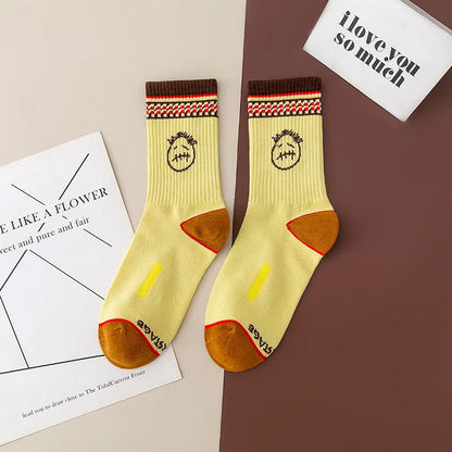 Mid Tube Cotton Socks for Sports Skateboarding with Unique Ghost Face Role-playing Design colour socks