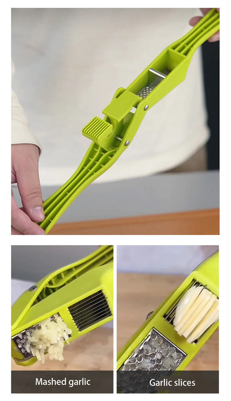 2-in-1 Multifunctional Garlic Press For Pressing Mash Garlic And Sliced Garlic,Vegetable Squeezer For Home Cooking Masher Tool