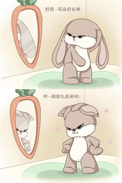 Large Size Angry Rabbit Plush Toy Cute Animal Plushie Doll Kawaii Stuffed Soft Toys Model Room Decor Birthday Gifts