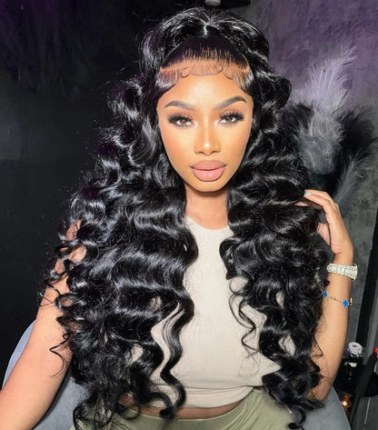 HD 13x6 Loose Nature Wave Lace Front Human Hair Wigs 250% Transparent 30 40 Inch 13x4 360 Full Deep Water Wave Lace Frontal Wig