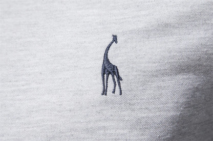 AIOPESON Deer Embroidery Men's Polo Shirts Solid Color Long Sleeve Polo Shirts for Men New Spring Social Business Polos Male
