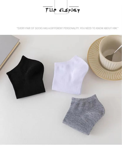 10 Pairs Women/Men Boat Socks Invisible Low Cut Silicone Non-slip Summer No-show Ankle Socks Solid Color Casual Breathable