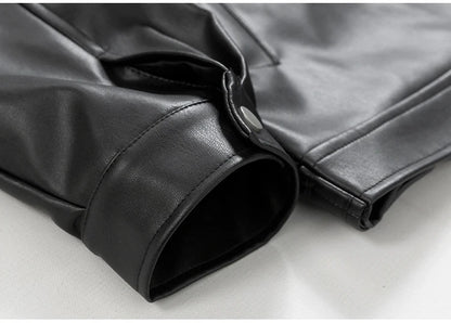 Mauroicardi Spring Autumn Cool Luxury Short Black Soft Light Pu Leather Jacket Men Zipper Casual Mens Jackets and Coats Fashion