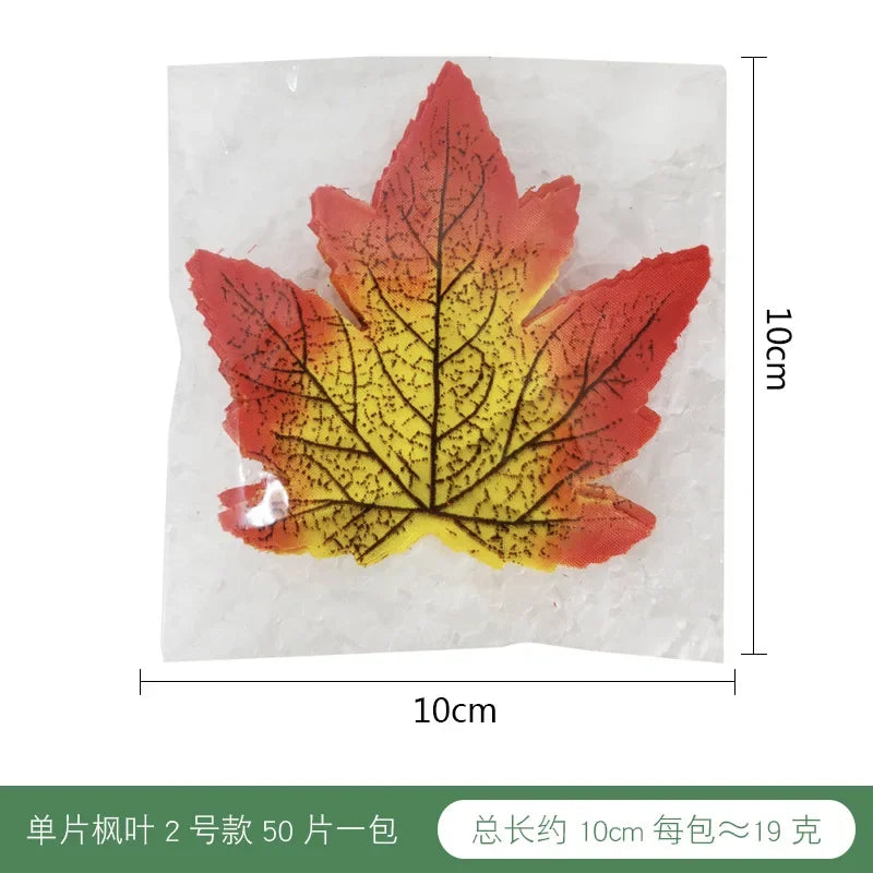 50pcs Artificial Maple Leaf Halloween Harvest Festival Home Decoration Boneless Feel Red Single Piece Artificial Maple Leaf