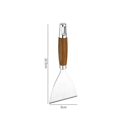 Stainless Steel Wooden Handle Cooking Spatula Steak Pancake Frying Shovel Teppanyaki Scraper Barbecue Tool Kitchen Accessories